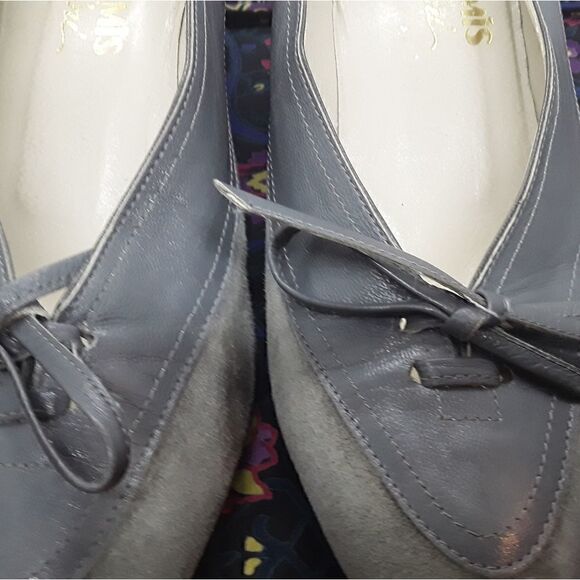 Vintage Mes Amis by Gorolini Italy Suede Hell Shoes Size 8M Grey Color - Picture 3 of 8